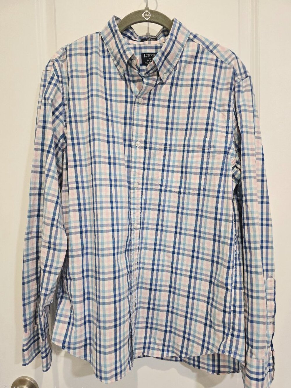 J.Crew Men's Blue Plaid Button-Front Long Sleeve Shirt size M